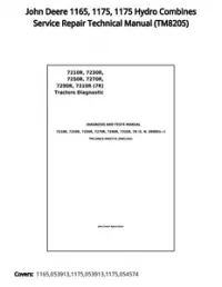 John Deere 1165  1175  1175 Hydro Combines Service Repair Technical Manual - TM8205 preview