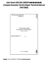 John Deere 60G (SN.J285001) Compact Excavator Service Repair Technical Manual - TM12882 preview
