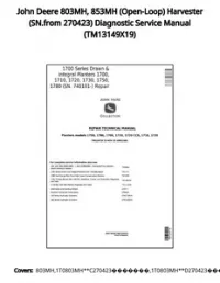 John Deere 803MH  853MH (Open-Loop) Harvester (SN.from 270423) Diagnostic Service Manual - TM13149X19 preview