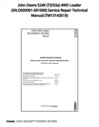 John Deere 524K (T3/S3a) 4WD Loader (SN.D000001-001000) Service Repair Technical Manual - TM13143X19 preview