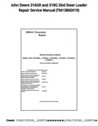 John Deere 316GR and 318G Skid Steer Loader Repair Service Manual - TM13860X19 preview