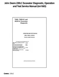 John Deere 230LC Excavator Diagnostic  Operation and Test Service Manual - tm1665 preview