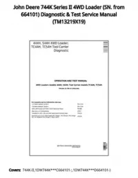 John Deere 744K Series II 4WD Loader (SN. from 664101) Diagnostic & Test Service Manual - TM13219X19 preview