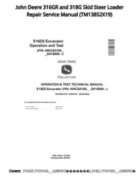 John Deere 316GR and 318G Skid Steer Loader Repair Service Manual - TM13852X19 preview