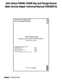 John Deere F440M  F440R Hay and Forage Round Baler Service Repair Technical Manual - TM300919 preview