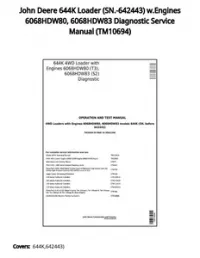 John Deere 644K Loader (SN.-642443) w.Engines 6068HDW80  6068HDW83 Diagnostic Service Manual - TM10694 preview
