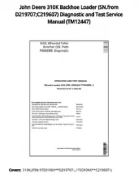 John Deere 310K Backhoe Loader (SN.from D219707;C219607) Diagnostic and Test Service Manual - TM12447 preview