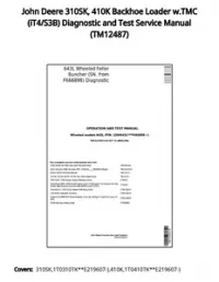 John Deere 310SK  410K Backhoe Loader w.TMC (iT4/S3B) Diagnostic and Test Service Manual - TM12487 preview
