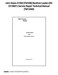 John Deere 310SK (iT4/S3B) Backhoe Loader (SN: E219607-) Service Repair Technical Manual - TM12460 preview