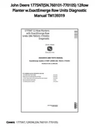John Deere 1775NT(SN.760101-770105) 12Row Planter w.ExactEmerge Row Units Diagnostic Manual TM139319 preview