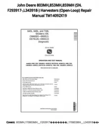 John Deere 803MH 853MH 859MH (SN. F293917- L343918-) Harvesters (Open-Loop) Repair Manual TM14092X19 preview