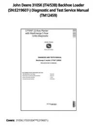 John Deere 310SK (iT4/S3B) Backhoe Loader (SN:E219607-) Diagnostic and Test Service Manual - TM12459 preview