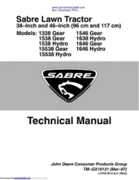 John Deere Sabre 1338  1538  15338  1546  1638  1646 (GS/HS) Lawn Tractors Technical Manual - tmgx10131 preview