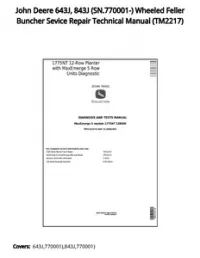 John Deere 643J  843J (SN.770001-) Wheeled Feller Buncher Sevice Repair Technical Manual - TM2217 preview