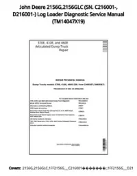 John Deere 2156G 2156GLC (SN. C216001-  D216001-) Log Loader Diagnostic Service Manual - TM14047X19 preview