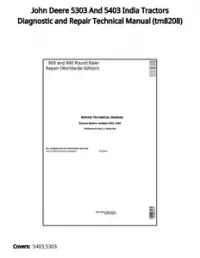 John Deere 5303 And 5403 India Tractors Diagnostic and Repair Technical Manual - tm8208 preview