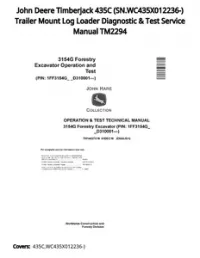 John Deere Timberjack 435C (SN.WC435X012236-) Trailer Mount Log Loader Diagnostic & Test Service Manual TM2294 preview
