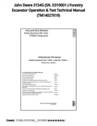 John Deere 3154G (SN. D310001-) Forestry Excavator Operation & Test Technical Manual - TM14027X19 preview