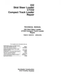 John Deere 332 Skid Steer Loader  CT332 Compact Track Loader Service Repair Technical Manual TM2212 preview