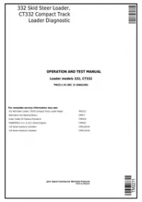 John Deere 332 Skid Steer Loader  CT332 Compact Track Loader Diagnostic&Test Service Manual - TM2211 preview
