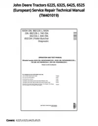 John Deere Tractors 6225  6325  6425  6525 (European) Service Repair Technical Manual - TM401019 preview