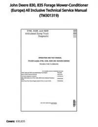John Deere 830  835 Forage Mower-Conditioner (Europe) All Inclusive Technical Service Manual - TM301319 preview