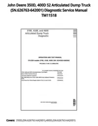 John Deere 350D  400D S2 Articulated Dump Truck (SN.626763-642001) Diagnostic Service Manual TM11518 preview