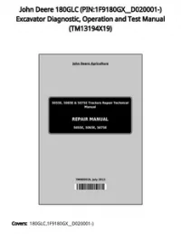 John Deere 180GLC (PIN:1F9180GX__D020001-) Excavator Diagnostic  Operation and Test Manual - TM13194X19 preview