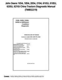 John Deere 1654  1854  2054  2104  6165J  6185J  6205J  6210J China Tractors Diagnostic Manual - TM802219 preview