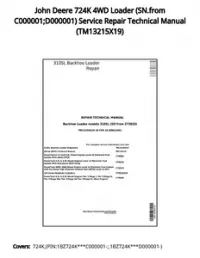 John Deere 724K 4WD Loader (SN.from C000001;D000001) Service Repair Technical Manual - TM13215X19 preview