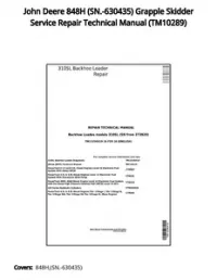 John Deere 848H (SN.-630435) Grapple Skidder Service Repair Technical Manual - TM10289 preview