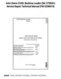 John Deere 310SL Backhoe Loader (SN: 273920-) Service Repair Technical Manual - TM13296X19 preview