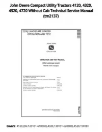 John Deere Compact Utility Tractors 4120  4320  4520  4720 Without Cab Technical Service Manual - tm2137 preview