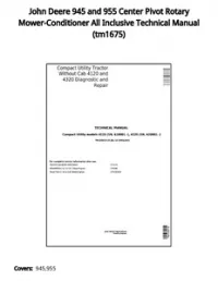 John Deere 945 and 955 Center Pivot Rotary Mower-Conditioner All Inclusive Technical Manual - tm1675 preview