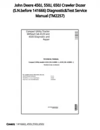 John Deere 450J  550J  650J Crawler Dozer (S.N.before 141666) Diagnostic&Test Service Manual - TM2257 preview