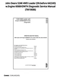 John Deere 524K 4WD Loader (SN.before 642245) w.Engine 6068HDW74 Diagnostic Service Manual - TM10686 preview