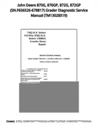 John Deere 870G  870GP  872G  872GP (SN.F656526-678817) Grader Diagnostic Service Manual - TM13028X19 preview