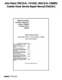 John Deere 750J (S.N. -141343)   850J (S.N.-130885) Crawler Dozer Service Repair Manual - TM2261 preview