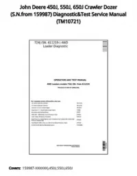 John Deere 450J  550J  650J Crawler Dozer (S.N.from 159987) Diagnostic&Test Service Manual - TM10721 preview
