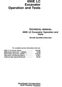 John Deere 690E LC Excavator Technical Manual - TM1508 preview