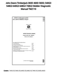 John Deere Timberjack 360D 460D 560D; 540G3 548G3 640G3 648G3 748G3 Skidder Diagnostic Manual TM2110 preview