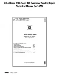 John Deere 330LC and 370 Excavator Service Repair Technical Manual - tm1670 preview