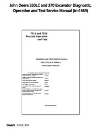 John Deere 330LC and 370 Excavator Diagnostic  Operation and Test Service Manual - tm1669 preview