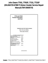 John Deere 770G  770GP  772G  772GP (SN.656729-678817) Motor Grader Service Repair Manual - TM13069X19 preview