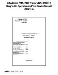 John Deere 7715  7815 Tractors (SN. 070001-) Diagnostic  Operation and Test Service Manual - TM2516 preview