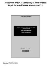 John Deere 9780 CTS Combine (SN. from 072800) Repair Technical Service Manual - tm4712 preview