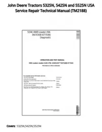 John Deere Tractors 5325N  5425N and 5525N USA Service Repair Technical Manual - TM2188 preview