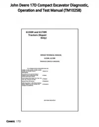 John Deere 17D Compact Excavator Diagnostic  Operation and Test Manual - TM10258 preview