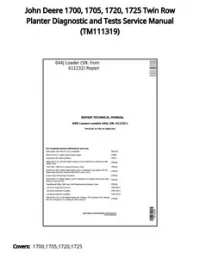John Deere 1700  1705  1720  1725 Twin Row Planter Diagnostic and Tests Service Manual - TM111319 preview