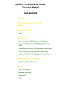 John Deere 310K Backhoe Loader (SN: E219607-) Diagnostic  Operation & Test Service Manual - TM12435 preview